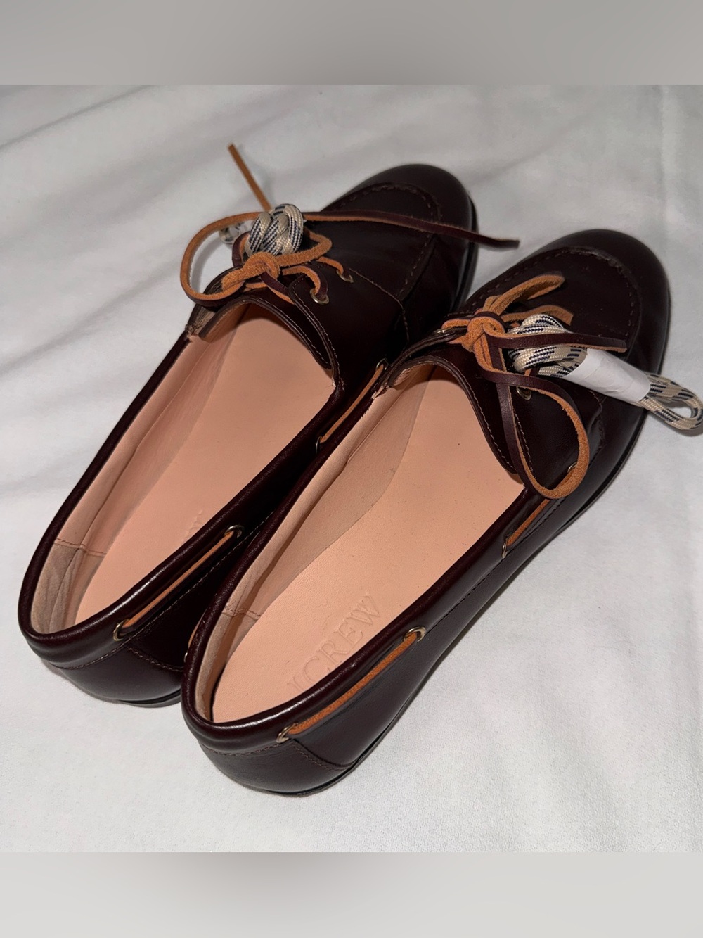 J. Crew Dark Brown Leather Moccasins with Tan Laces